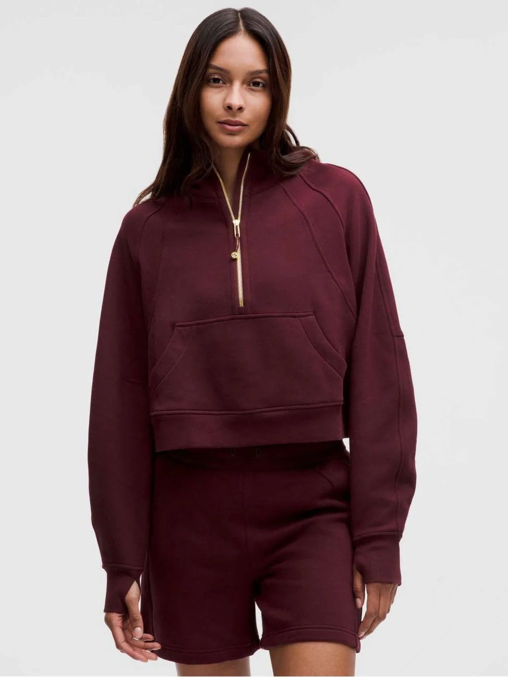 Lululemon Scuba Oversized Half Zip Hoodie - Garnet / Gold